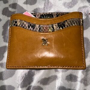 NWT hobo keychain card holder tan leather with snakeskin pockets so cute 🥰